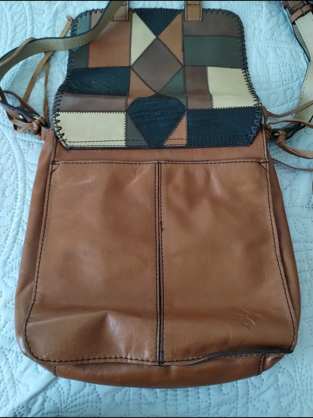 Patricia Nash Patchwork Leather Crossbody Bag - Brown/Tan/Black